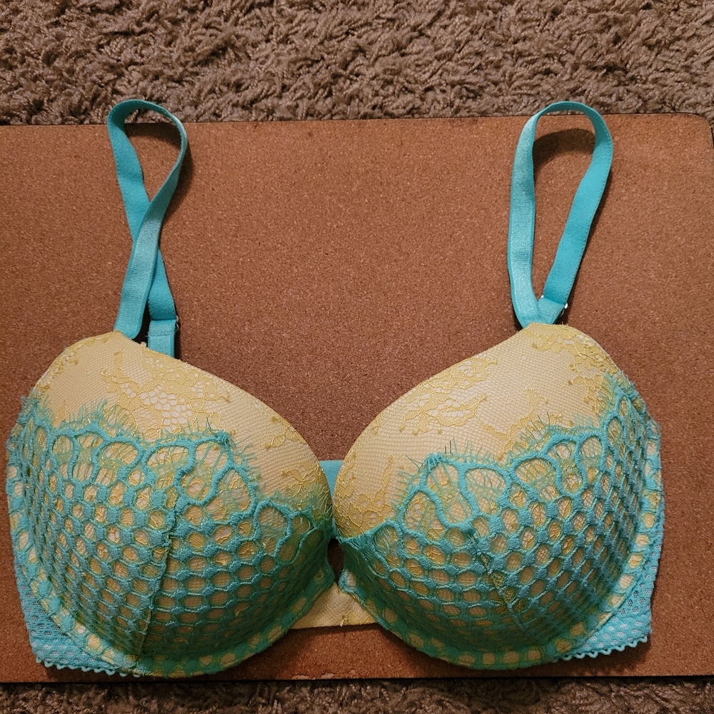 Victoria's Secret Yellow green blue lace push up